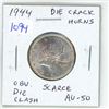 Image 1 : 1944 Canadian Silver 25 Cents. Obverse Die Clash visible in front of and behind the king’s 