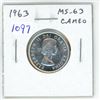 Image 1 : 1963 Canadian Silver 25 Cents. MS-63 with Cameo. Bright White.