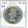Image 1 : 1963 Canadian Silver Dollar. MS-63. Bright White.