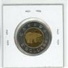 Image 2 : 1996 German Planchet Toonie. The planchet has raised vertical lines on the outer ring. MS-63. Scarce