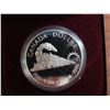 Image 1 : 1986 Canadian Proof Silver Dollar. Commemorates the founding of Vancouver. Train. Ultra Heavy Cameo.