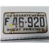 Image 1 : 1959 sask. License plate F46-920