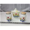 Image 1 : 3 Fireking milk glass, matching bowl w/ lid & salt n pepper shakers