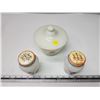 Image 2 : 3 Fireking milk glass, matching bowl w/ lid & salt n pepper shakers