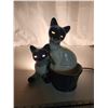 Image 6 : Porcelain Cat lamp and planter/container - works - 11"H