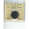 Image 1 : 2009 ICCS graded, Canadian 25 cent coin - MS64 Men's Hockey; Colour Incuse 2