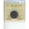 Image 1 : 2009 ICCS graded, Canadian 25 cent coin - MS63 Caribou