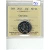 Image 1 : 2015 ICCS graded, Canadian 25 cent coin - MS64 Caribou