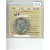 Image 1 : 1952 ICCS graded, Canadian 50 cent coin - MS65 WD