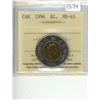 Image 1 : 1996 ICCS graded, Canadian 2 dollar coin - MS65