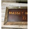 Image 2 : Massey Harris #27 combine sign - 46"x24" Tin in wooden frame