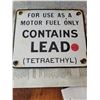 Image 1 : "Contains Lead" gas pump plate lightly used original