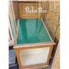 Image 1 : Parker Pens oak display case, nice size 42" tall, 17" wide, 23.5" deep - small crack in glass