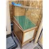 Image 2 : Parker Pens oak display case, nice size 42" tall, 17" wide, 23.5" deep - small crack in glass