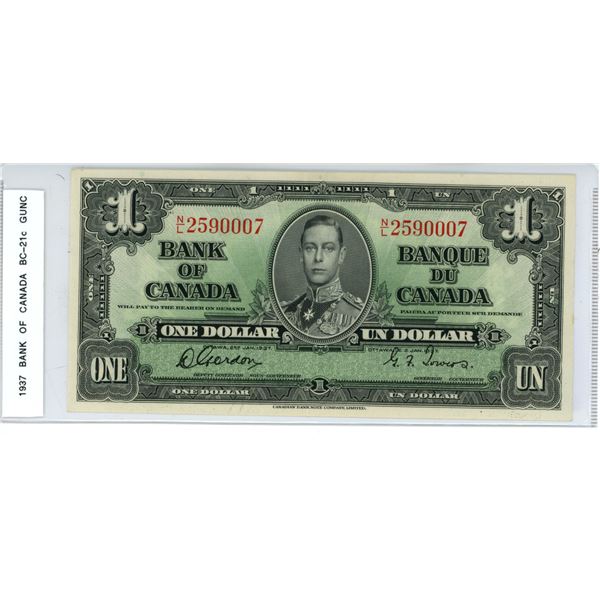 1937 BC-21c One dollar Gordon-Towers N/L2590007, CUNC