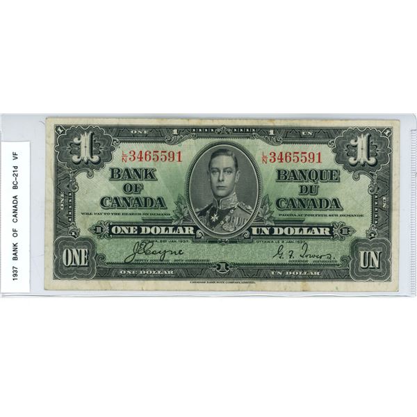 1937 BC-21d One dollar Coyne-Towers UN3465591 VF
