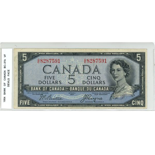 1954 BC-31b Five dollar Devils Face Beattie-Coyne D/C8287591 VF