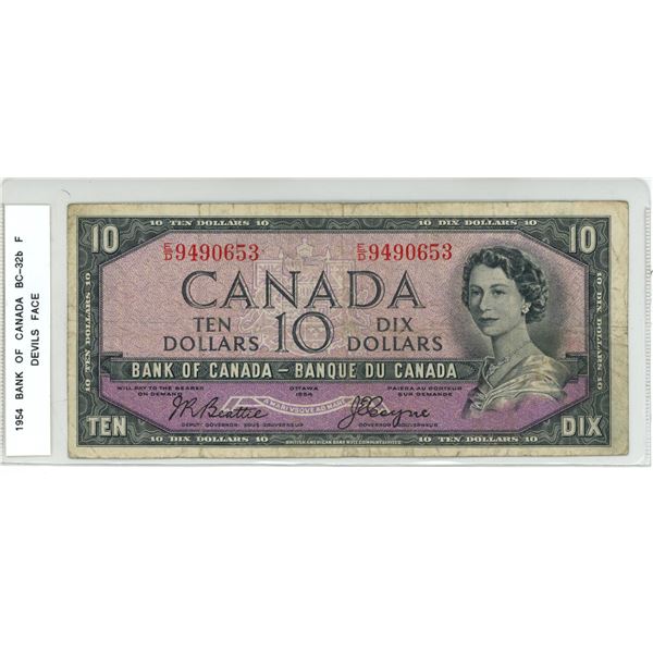 1954 BC-32b Ten dollar Devils Face Beattie-Coyne E/D9490653 F