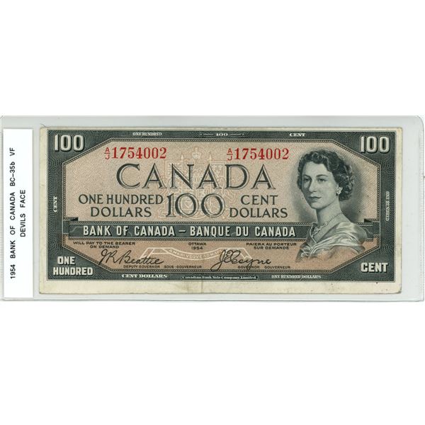 1954 BC-35b Hundred dollar Devils Face Beattie-Coyne A/J1754002 VF