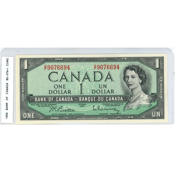 1954 BC-37b-i One dollar Beattie- Rasminsky G/F9076694 CUNC