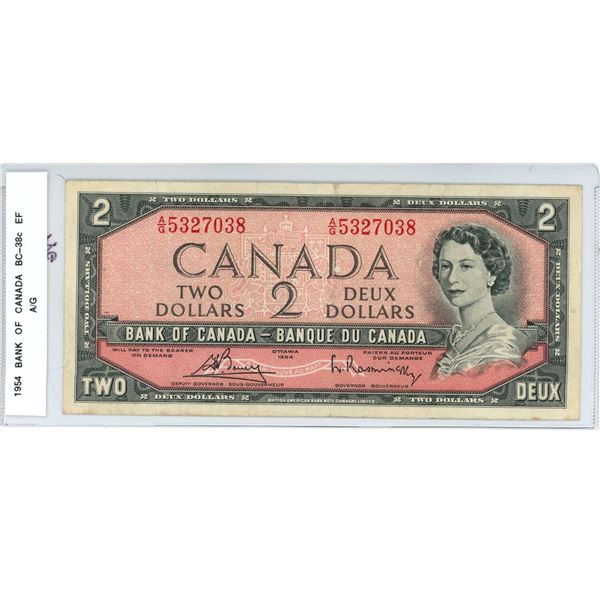 1954 BC-38c Two dollar Bouey- Rasminsky A/G5327038 EF