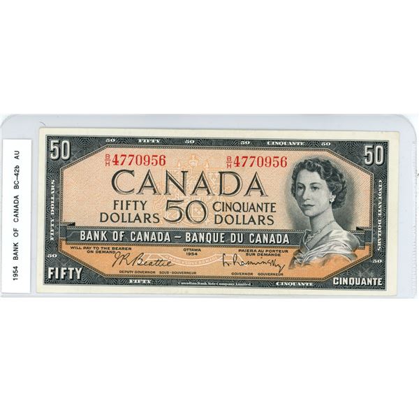 1954 BC-42b Fifty dollar Beattie- Rasminsky B/H4770956 AU