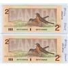 Image 1 : TWO Consecutive 1986 BC-55a Two dollar Crow-Bouey ARF5100042-043 CUNC