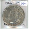 Image 1 : 1922 Peace US silver dollar