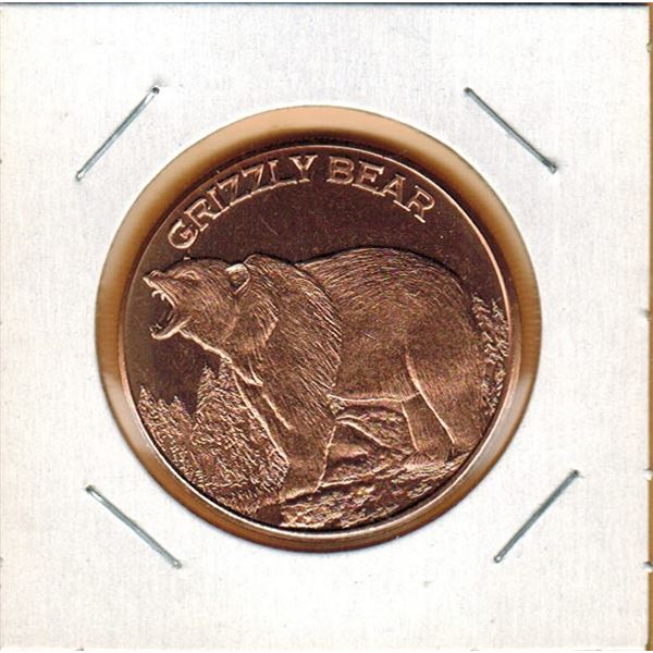 1 OUNCE COPPER  -  .999 FINE - GRIZZLY BEAR
