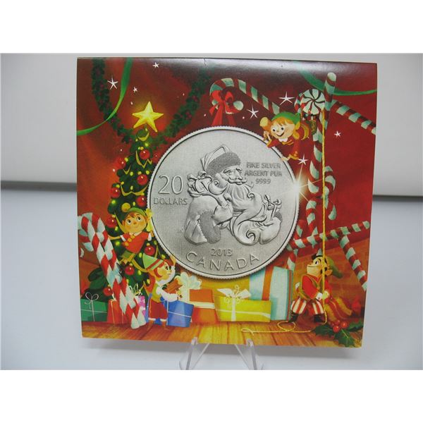 2013 CANADIAN  .9999 SILVER $20 MINT COIN - SANTA CLAUS with Folder