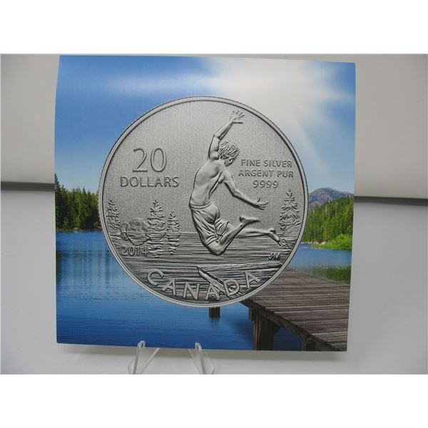 2014 CANADIAN  .9999 SILVER $20 MINT COIN - SUMMER TIME with Folder