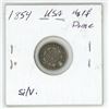 Image 2 : 1854 USA half dime holed silve