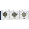 Image 1 : Lot of 3 Canada Silver 25¢:  1953 NSF SD, 1954, 1955