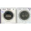 Image 1 : Lot of 2 Canada $1:  1973 & 1974 Double Yoke