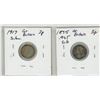Image 2 : Lot of 2 Great Britain Silver 3 pence:  1895 & 1917