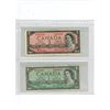 Image 1 : Lot of 2 Canada 1954 Beattie/Rasminsky:  $1 (#R/P 5939497) &  $2 (#V/U 4042427)