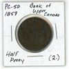 Image 2 : 1857 Bank of Upper Canada Half Penny Token PC-5D (2.)