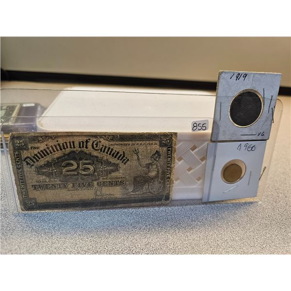 Shinplaster Coin 1900 Shinplaster, 1919 Canada 1¢, 1900 Egypt? - Schmalz Auctions