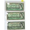 Image 1 : three 1954 Canada one dollar bills - one replacement note, one devil's face
