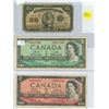 Image 1 : 3 collectible Canadian bills - 1923 Shinplaster, 1954 $1.00, 1954 $2.00