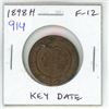 Image 1 : 1898H Canadian Victorian Large Cent. Heaton Mint. Key Date. F-12.