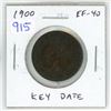 Image 1 : 1900 Canadian Victorian Large Cent. Key Date. EF-40. Nice.