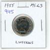 Image 1 : 1955 Canadian 5 Cents. MS-63. Lustrous.