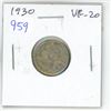 Image 1 : 1930 Canadian Silver 10 Cents. VF-20.