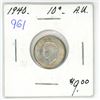 Image 1 : 1940 Canadian Silver 10 Cents. World War II issue. AU-50. Nice.