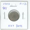 Image 1 : 1948 Canadian Silver 10 Cents. F-12. Key Date.