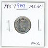 Image 1 : 1957 Canadian Silver 10 Cents. MS-64. Nice.