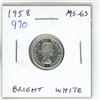 Image 1 : 1958 Canadian Silver 10 Cents. MS-63. Bright White.