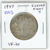 Image 1 : 1947 Curved Right 7 Canadian Silver 50 Cents. VF-20.