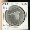 Image 1 : 1967 Canadian Silver Dollar. Uncirculated. Rotated Die.